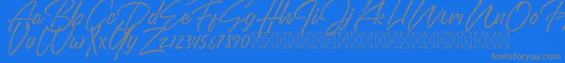 DomillionBrushFree-Schriftart – Graue Schriften auf blauem Hintergrund