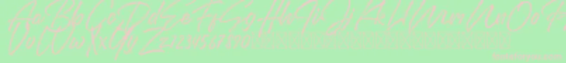 DomillionBrushFree-Schriftart – Rosa Schriften auf grünem Hintergrund