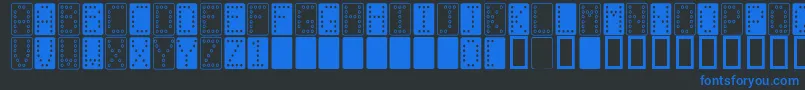 Domino n Font – Blue Fonts on Black Background
