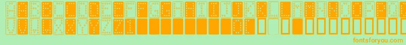 Domino n Font – Orange Fonts on Green Background