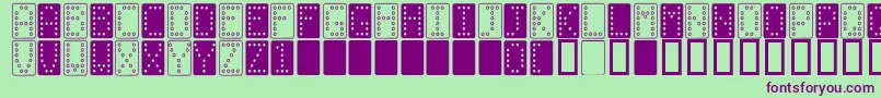 Domino n Font – Purple Fonts on Green Background