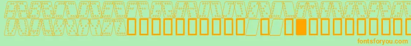 Fonte Domino o – fontes laranjas em um fundo verde