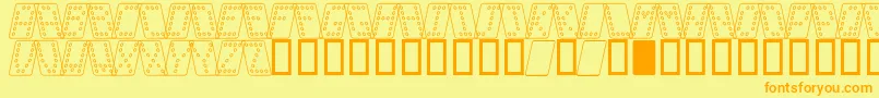 Domino o-Schriftart – Orangefarbene Schriften auf gelbem Hintergrund