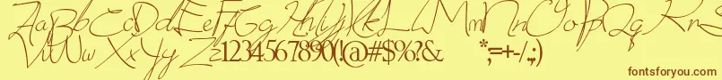 donatas script Font – Brown Fonts on Yellow Background