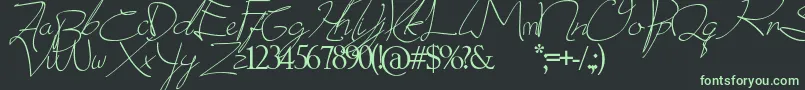 donatas script-fontti – vihreät fontit mustalla taustalla