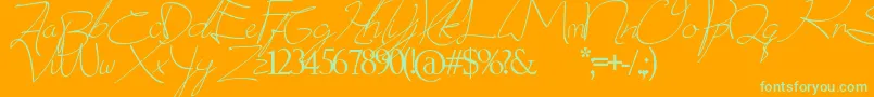 Czcionka donatas script – zielone czcionki na pomarańczowym tle
