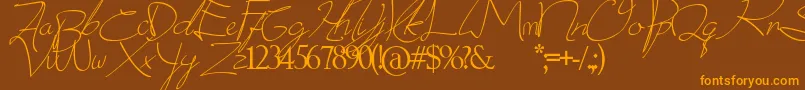 donatas script Font – Orange Fonts on Brown Background