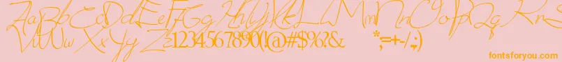 donatas script-Schriftart – Orangefarbene Schriften auf rosa Hintergrund