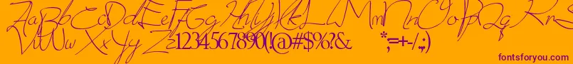 donatas script Font – Purple Fonts on Orange Background