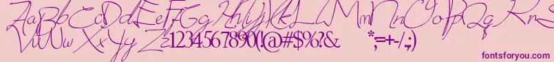 donatas script Font – Purple Fonts on Pink Background