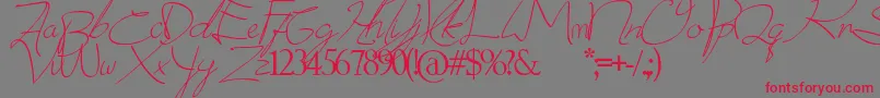donatas script Font – Red Fonts on Gray Background