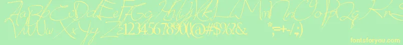 donatas script Font – Yellow Fonts on Green Background