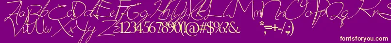 donatas script Font – Yellow Fonts on Purple Background