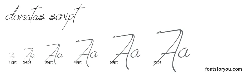 Размеры шрифта Donatas script