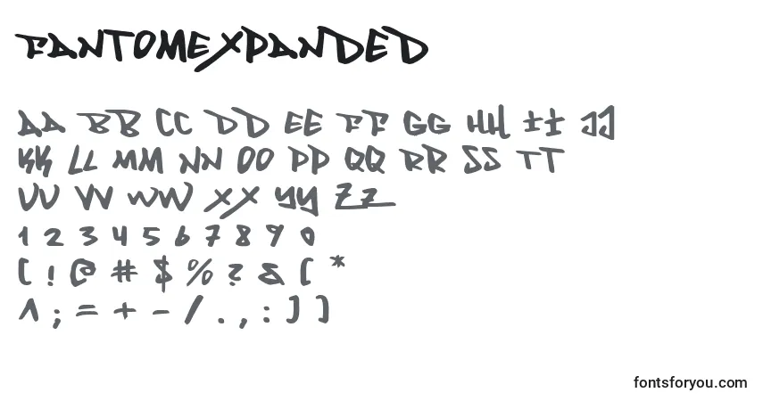 Czcionka FantomExpanded – alfabet, cyfry, specjalne znaki