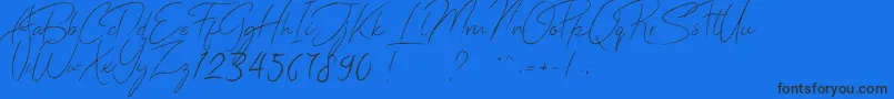 Donatella-Schriftart – Schwarze Schriften auf blauem Hintergrund