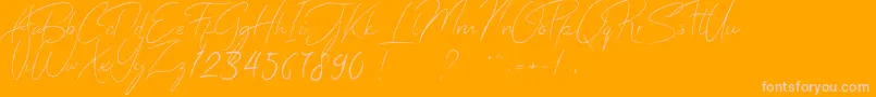 Donatella-Schriftart – Rosa Schriften auf orangefarbenem Hintergrund