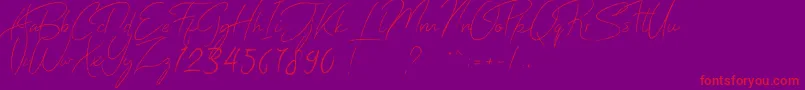 Donatella-Schriftart – Rote Schriften auf violettem Hintergrund