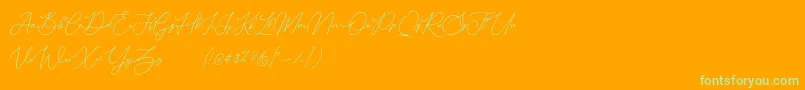 Donatellia Demo-Schriftart – Grüne Schriften auf orangefarbenem Hintergrund