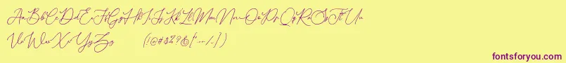 Donatellia Demo Font – Purple Fonts on Yellow Background