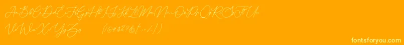 Donatellia Demo-fontti – keltaiset fontit oranssilla taustalla
