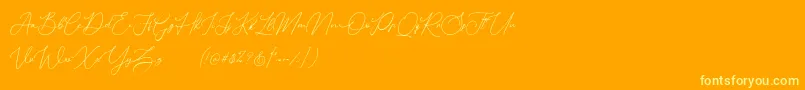 Donatellia Demo-Schriftart – Gelbe Schriften auf orangefarbenem Hintergrund