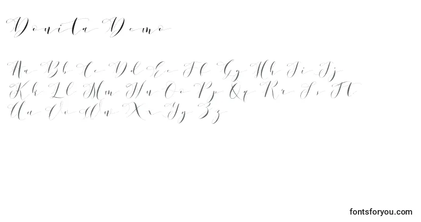 Schriftart Donita Demo – Alphabet, Zahlen, spezielle Symbole