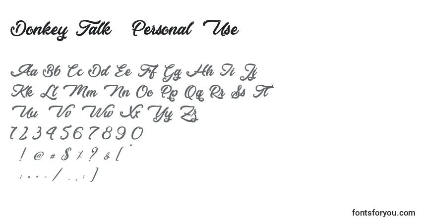 Шрифт Donkey Talk   Personal Use – алфавит, цифры, специальные символы