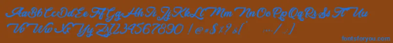 Fonte Donkey Talk   Personal Use – fontes azuis em um fundo marrom