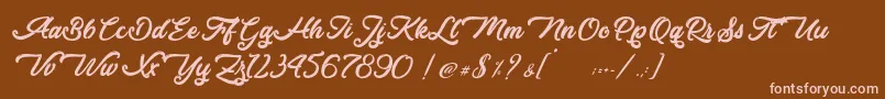 Donkey Talk   Personal Use-Schriftart – Rosa Schriften auf braunem Hintergrund