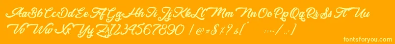 Fonte Donkey Talk   Personal Use – fontes amarelas em um fundo laranja