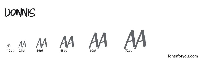 Größen der Schriftart Donnis