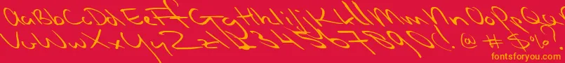 Slipstreamsweetheart-Schriftart – Orangefarbene Schriften auf rotem Hintergrund