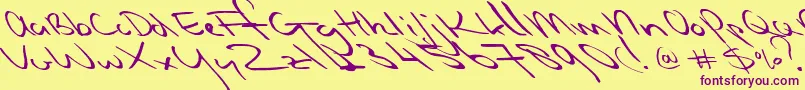 Czcionka Slipstreamsweetheart – fioletowe czcionki na żółtym tle