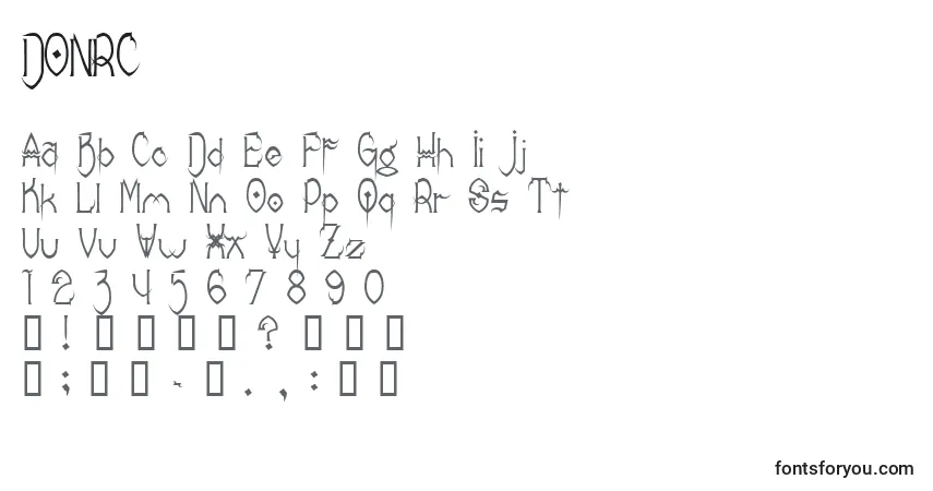 A fonte DONRC    (125371) – alfabeto, números, caracteres especiais