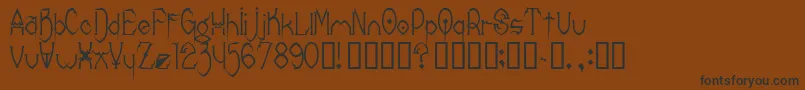 Czcionka DONRC    – czarne czcionki na brązowym tle