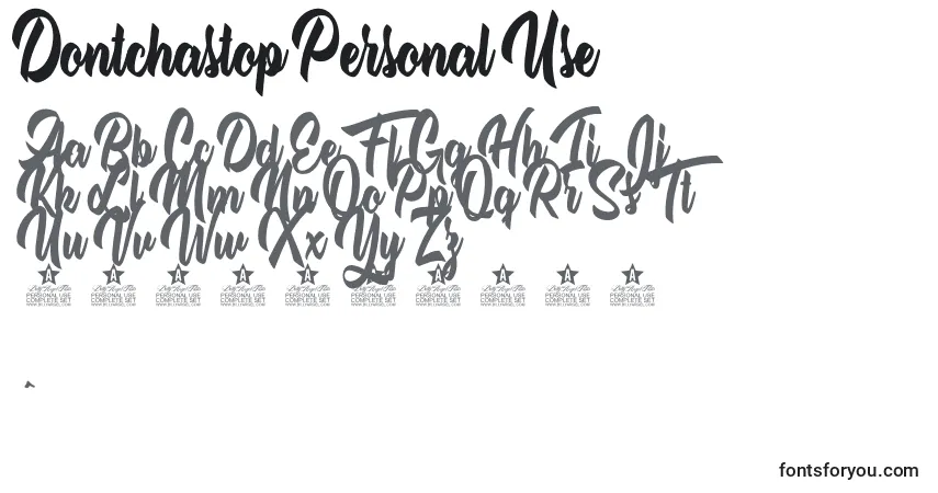 Dontchastop Personal Use Font – alphabet, numbers, special characters