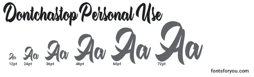 Dontchastop Personal Use Font Sizes