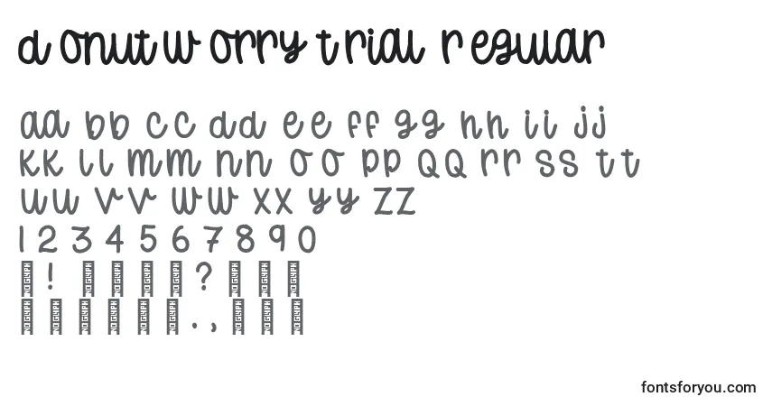 Шрифт DonutWorryTrial Regular – алфавит, цифры, специальные символы