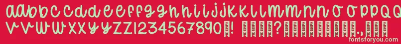 フォントDonutWorryTrial Regular – 赤い背景に緑の文字