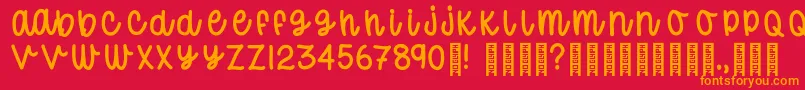 フォントDonutWorryTrial Regular – 赤い背景にオレンジの文字