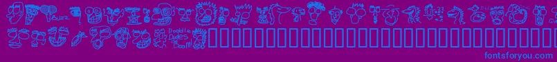 Czcionka DOODDD   – niebieskie czcionki na fioletowym tle