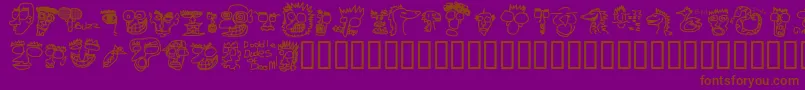 DOODDD  -fontti – ruskeat fontit violetilla taustalla