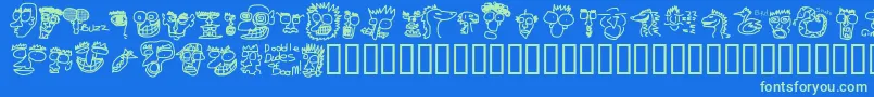 DOODDD   Font – Green Fonts on Blue Background