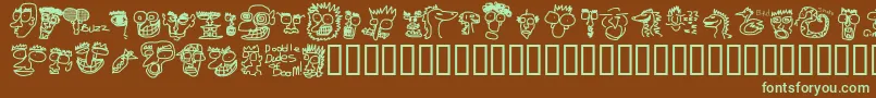 フォントDOODDD   – 緑色の文字が茶色の背景にあります。