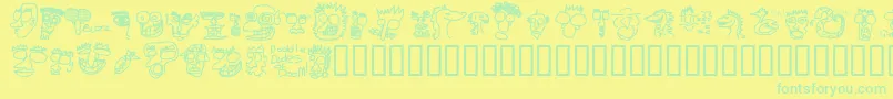 Fonte DOODDD   – fontes verdes em um fundo amarelo