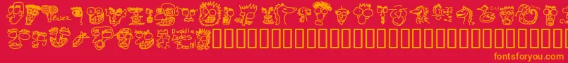 フォントDOODDD   – 赤い背景にオレンジの文字