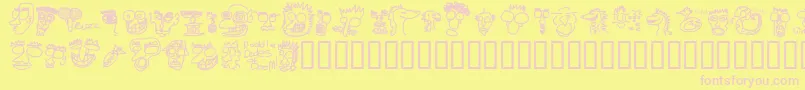 DOODDD  -fontti – vaaleanpunaiset fontit keltaisella taustalla