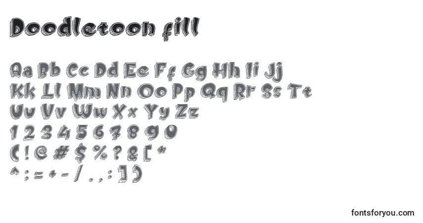 Czcionka Doodletoon fill – alfabet, cyfry, specjalne znaki