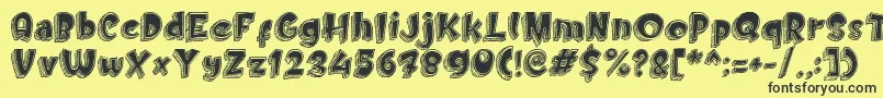 Doodletoon fill Font – Black Fonts on Yellow Background